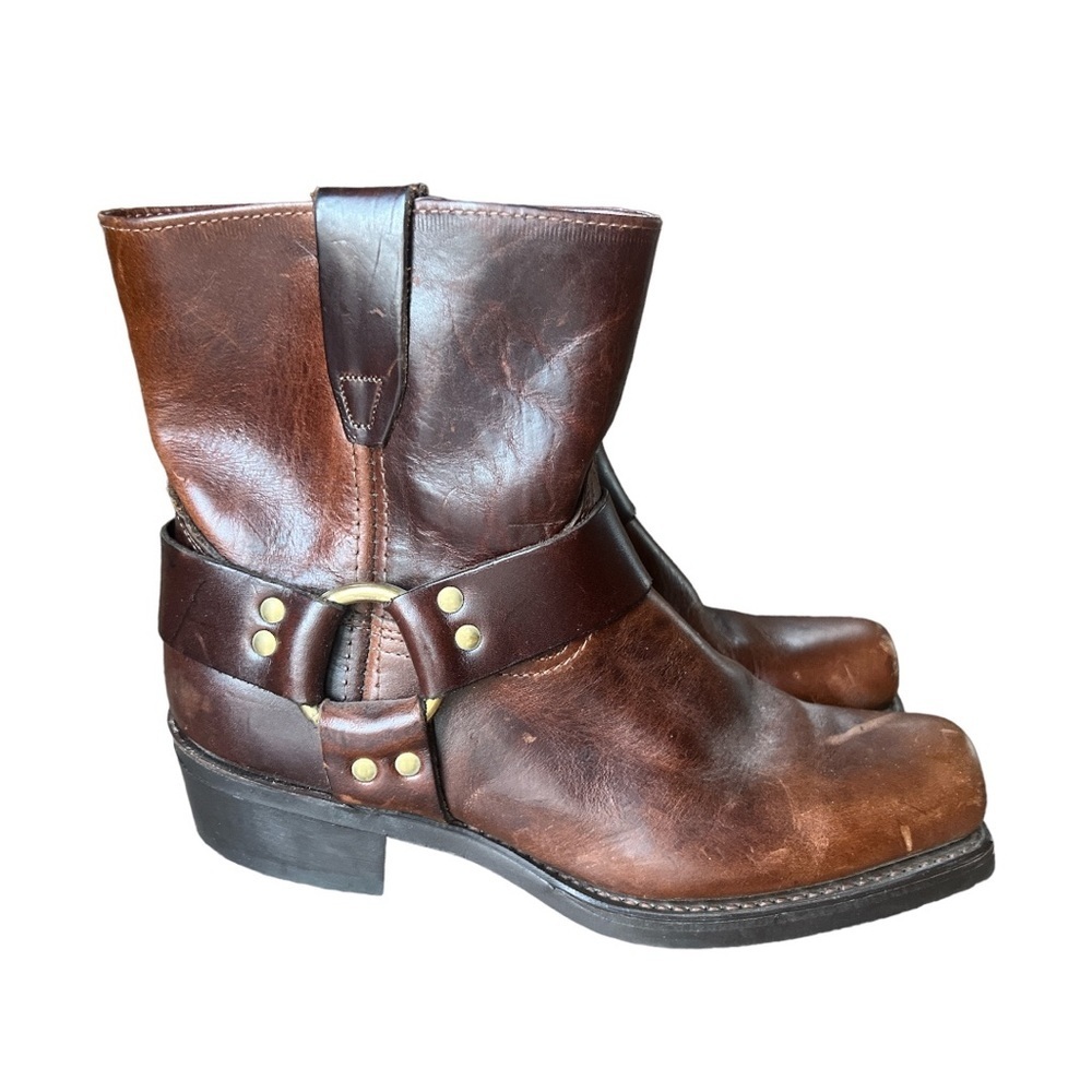 Durango Men’s Brown Oiled Leather Ankle Harness Vulcan Biker Boots, Size 8.5 D